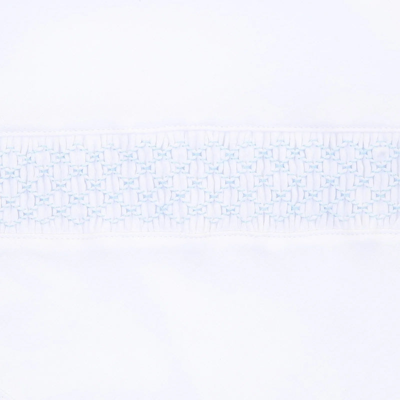 Blue Trim Smocked Babygrow