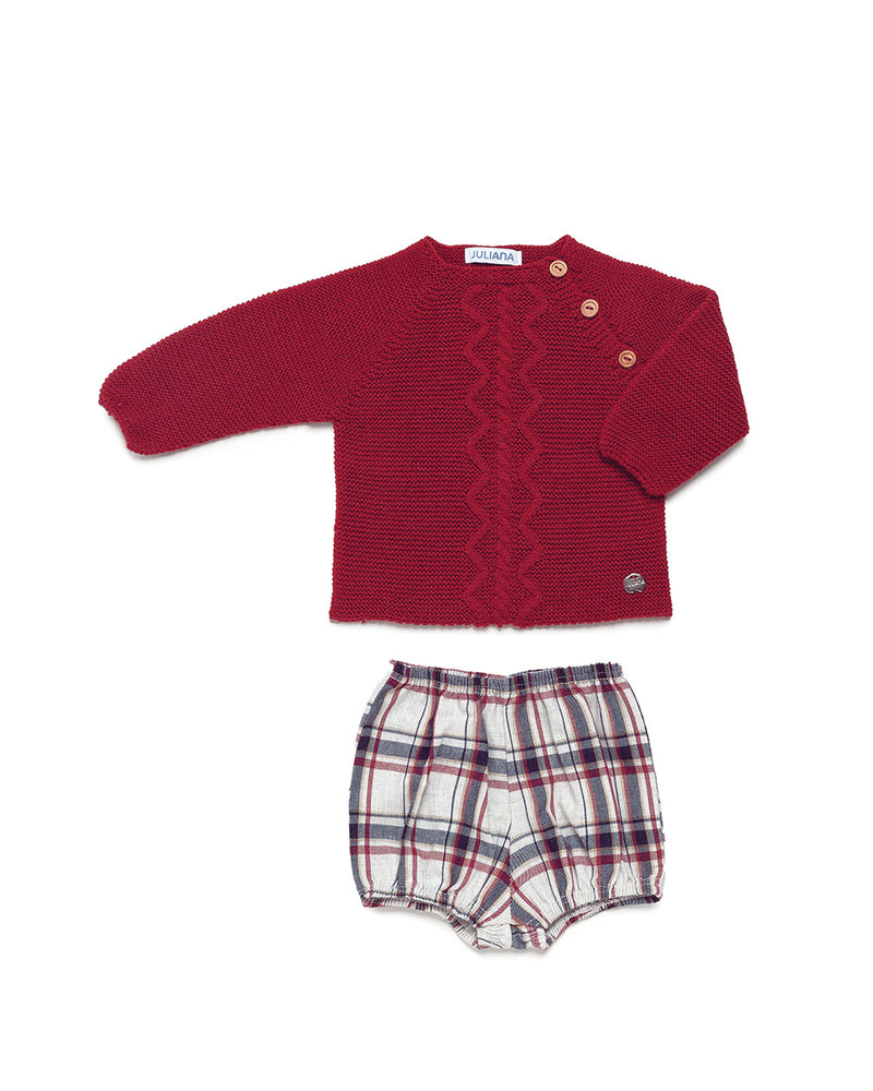 Mitchel Burgundy Tartan Set