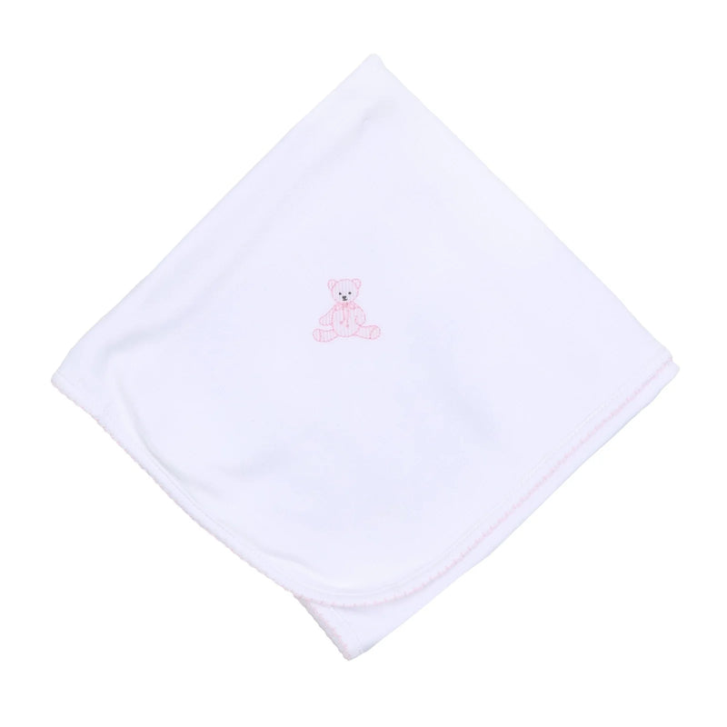 Pink Teddy Receiving Blanket