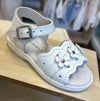 White Leather Flower Sandals
