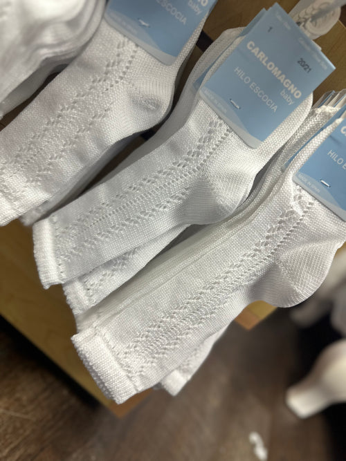 White Crochet Knee High Socks