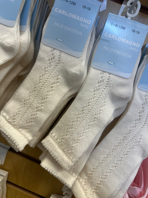 Ivory Crochet Knee High Socks