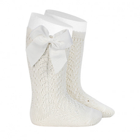 Offwhite Knee High Bow Socks